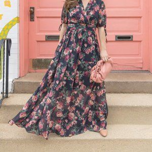 Gal Meets Glam Ashlynn Floral Chiffon Maxi Dress -  FINAL CLEAR OUT